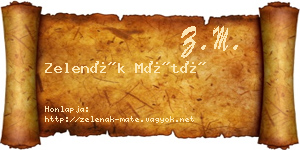 Zelenák Máté névjegykártya